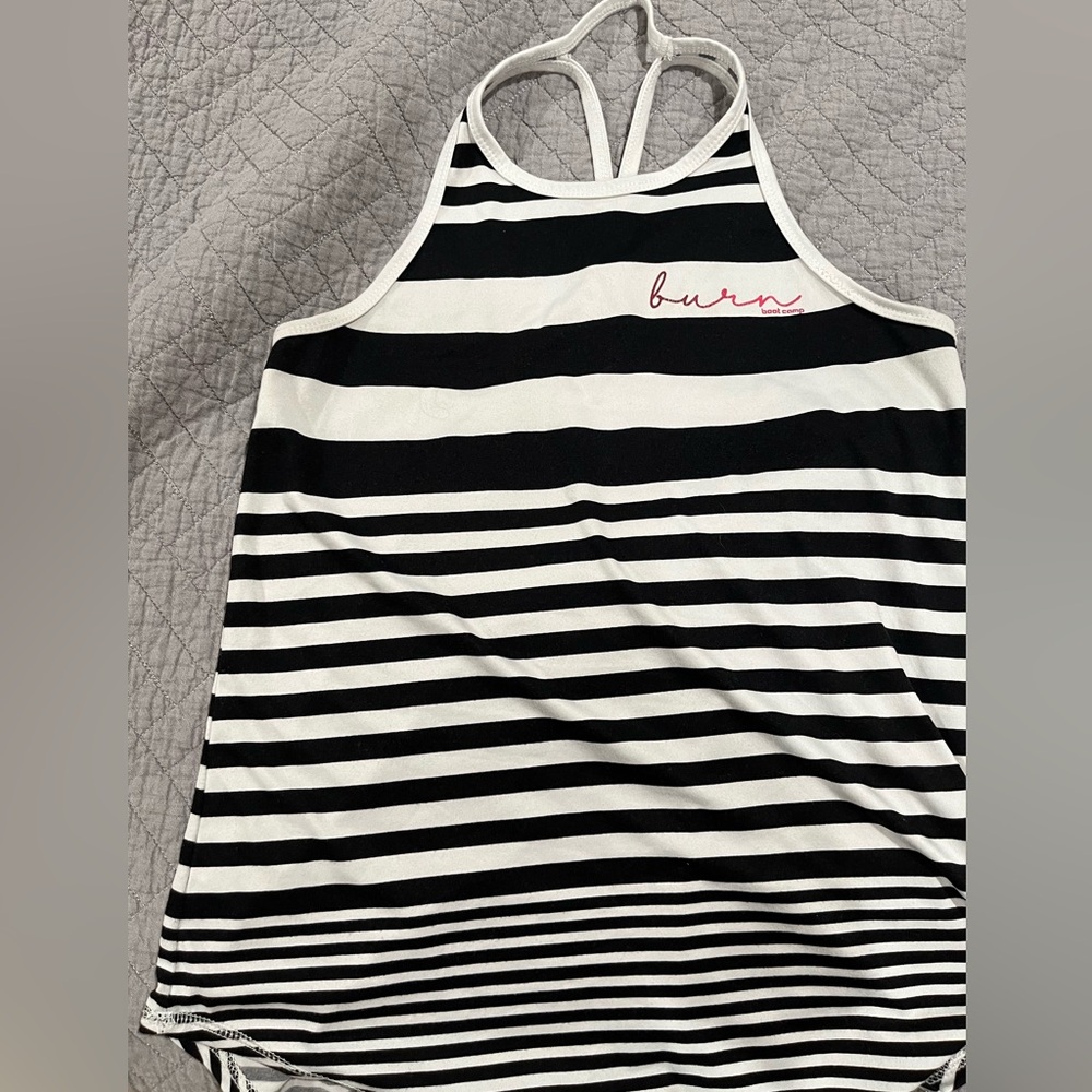 Black and white striped Burn Bootcamp top. Size M. Great condition